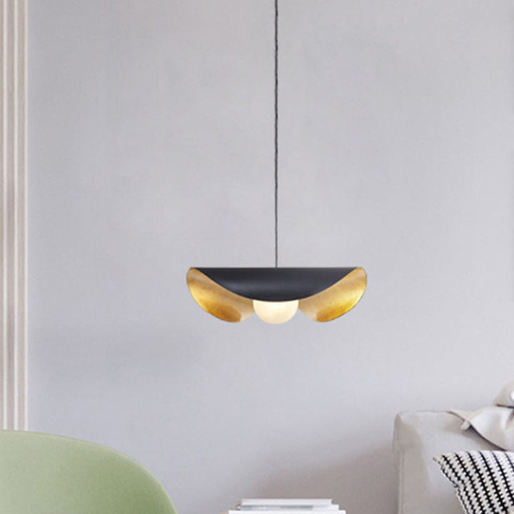 Suspension Luminaire en Verre et Fer Courbé Scandinave Contemporain à 1 Lumière pour Salon 