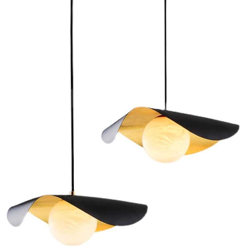 Suspension Luminaire en Verre et Fer Courbé Scandinave Contemporain à 1 Lumière pour Salon 