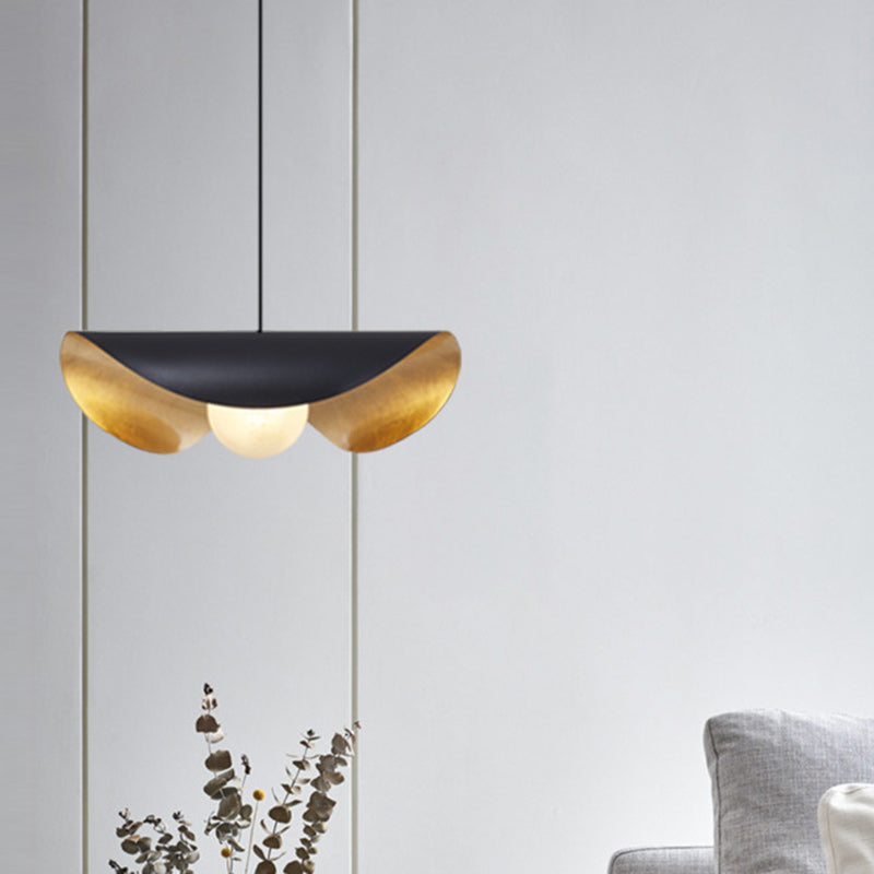 Suspension Luminaire en Verre et Fer Courbé Scandinave Contemporain à 1 Lumière pour Salon 