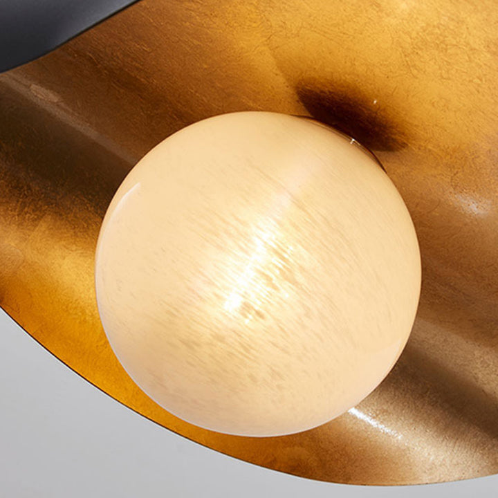 Suspension Luminaire en Verre et Fer Courbé Scandinave Contemporain à 1 Lumière pour Salon 