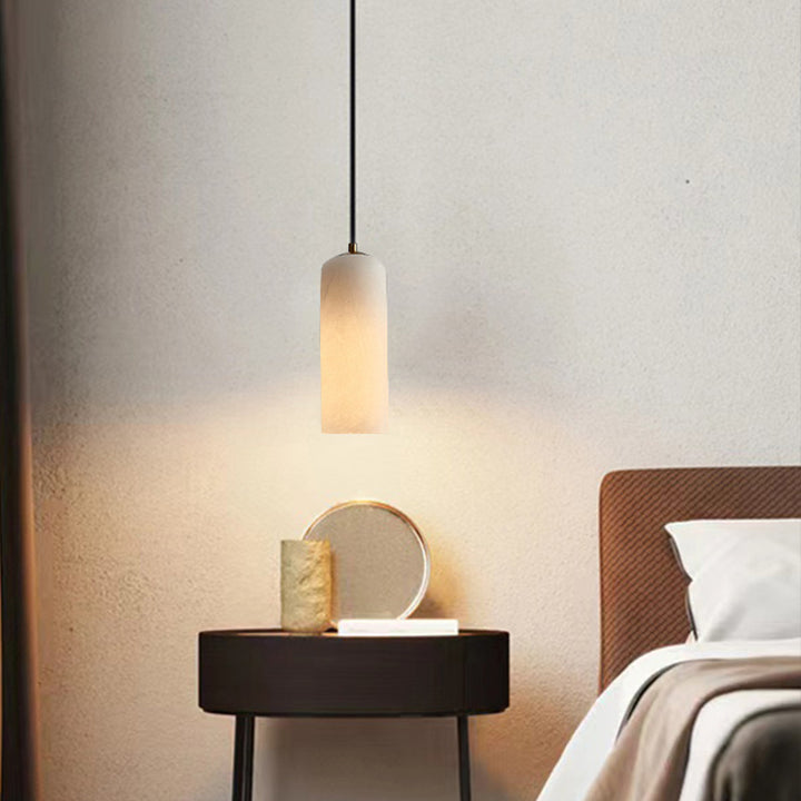 Zeitgenössische Luxus Säulenstein Glas LED Pendelleuchte für Wohnzimmer 