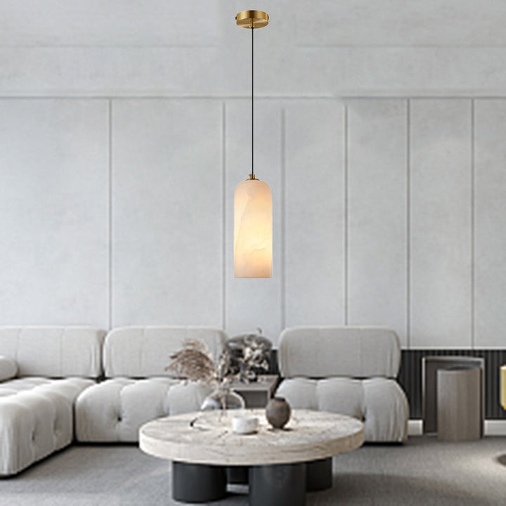 Zeitgenössische Luxus Säulenstein Glas LED Pendelleuchte für Wohnzimmer 