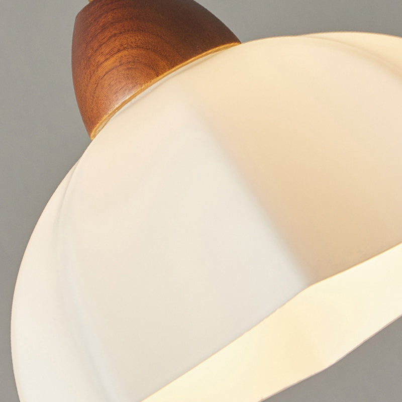 Suspension en bois et verre en forme de dôme nordique contemporain à 1 lumière pour salon 