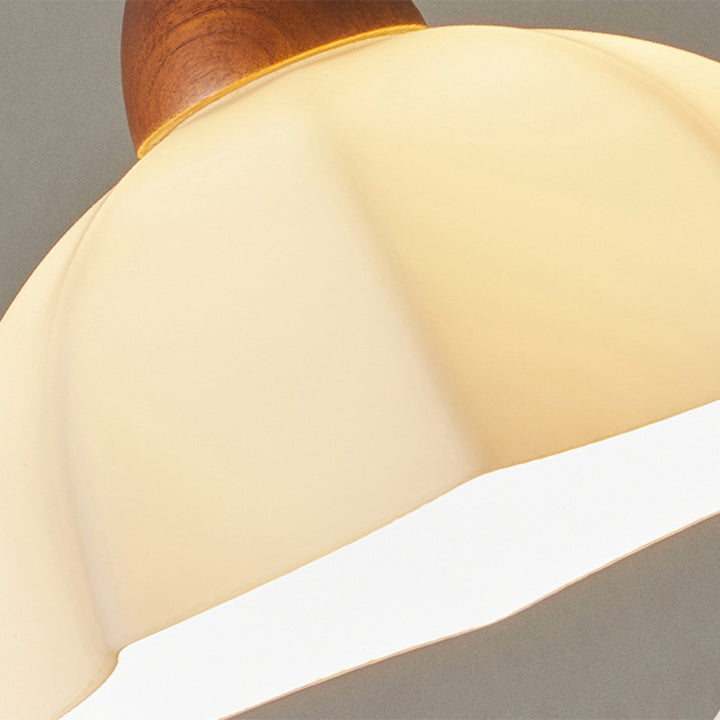 Suspension en bois et verre en forme de dôme nordique contemporain à 1 lumière pour salon 
