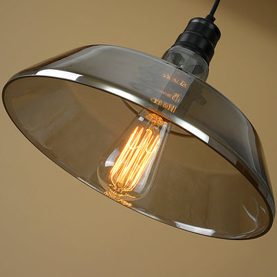 Suspension en verre et fer rond industriel contemporain à 1 lumière pour salon 