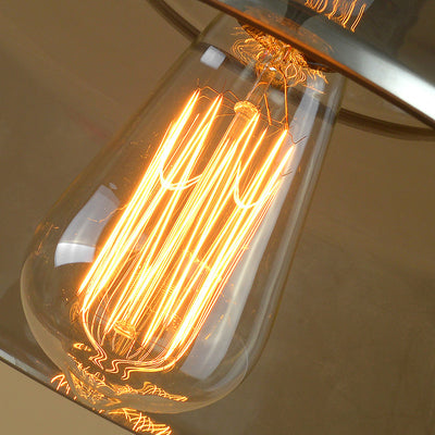 Suspension en verre et fer rond industriel contemporain à 1 lumière pour salon 