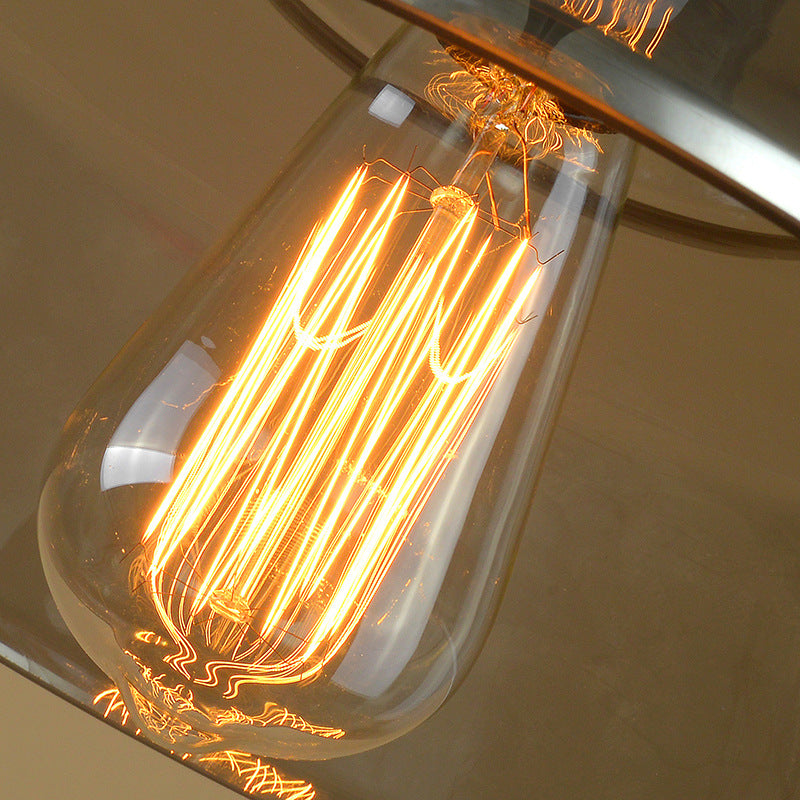 Suspension en verre et fer rond industriel contemporain à 1 lumière pour salon 