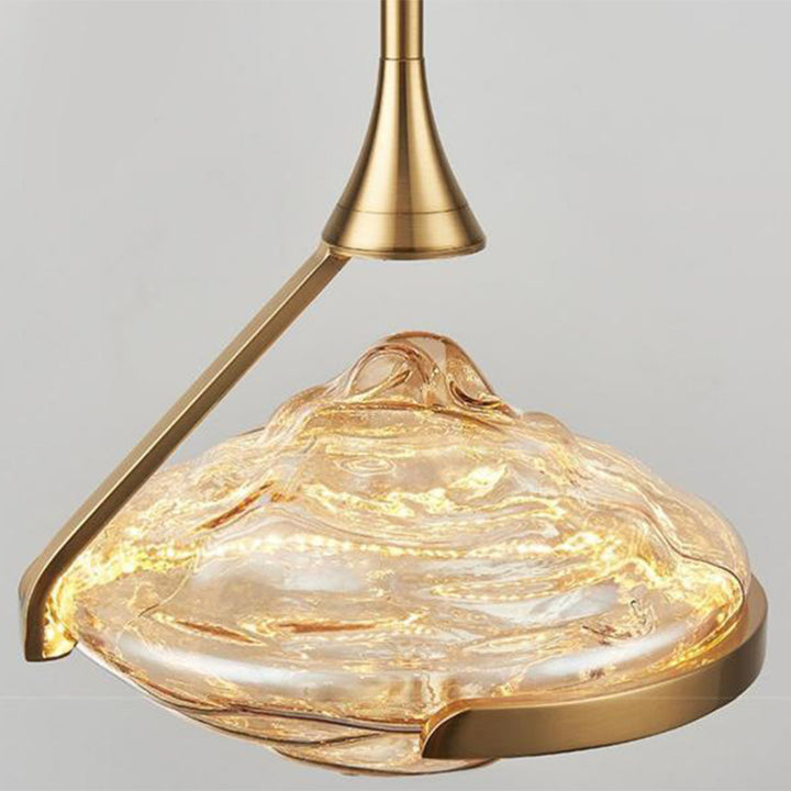 Modern Luxury Oval Iron Glass LED Pendant Light For Living Room