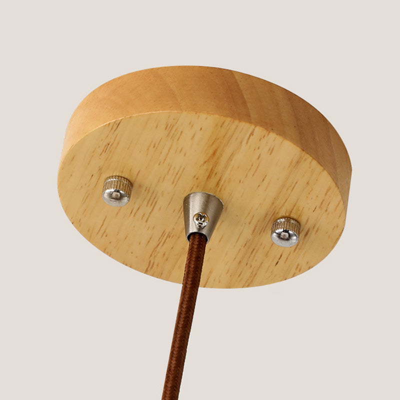 Suspension ovale en bois et verre à 1 lumière de style japonais traditionnel pour salon 