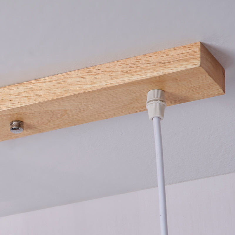 Suspension Luminaire en Bois et Verre de Style Dôme Japonais Traditionnel 1/3 Lumière pour Salon 
