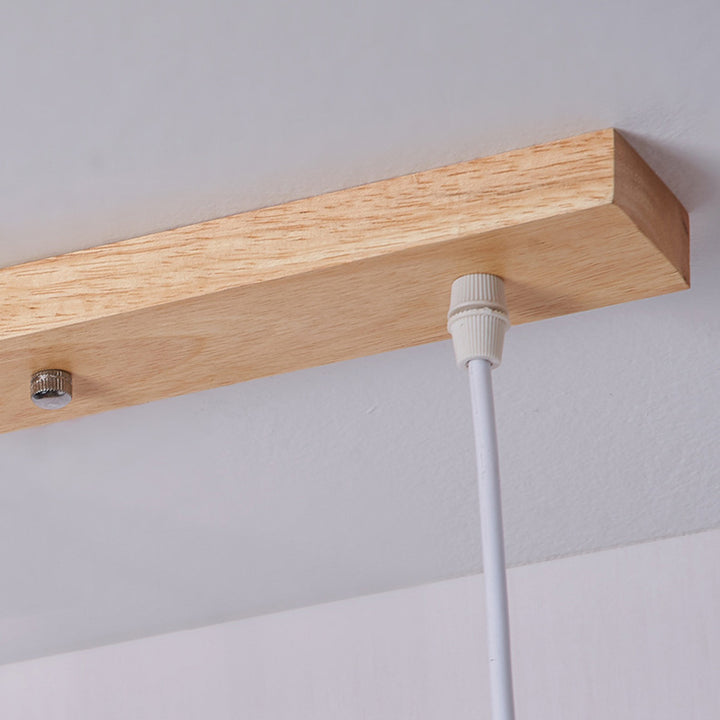 Suspension Luminaire en Bois et Verre de Style Dôme Japonais Traditionnel 1/3 Lumière pour Salon 