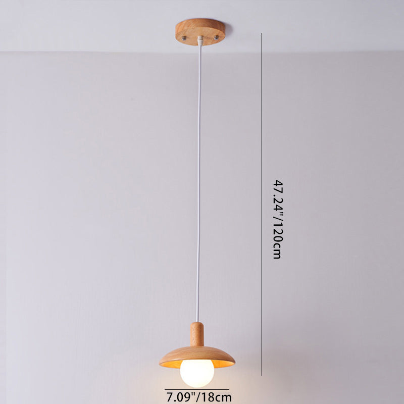Suspension Luminaire en Bois et Verre de Style Dôme Japonais Traditionnel 1/3 Lumière pour Salon 