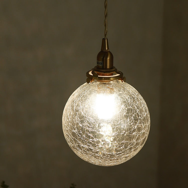 Suspension à 1 lumière en verre et cuivre de style japonais traditionnel pour salon 