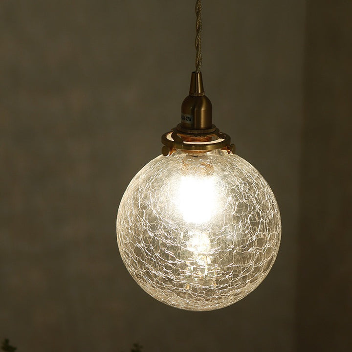 Suspension à 1 lumière en verre et cuivre de style japonais traditionnel pour salon 