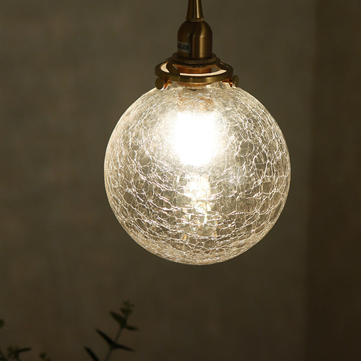 Suspension à 1 lumière en verre et cuivre de style japonais traditionnel pour salon 