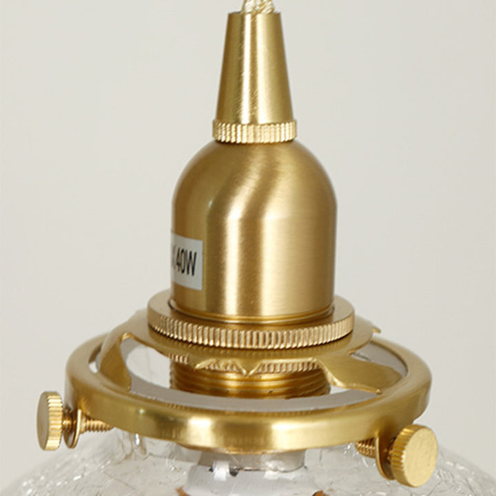 Suspension à 1 lumière en verre et cuivre de style japonais traditionnel pour salon 