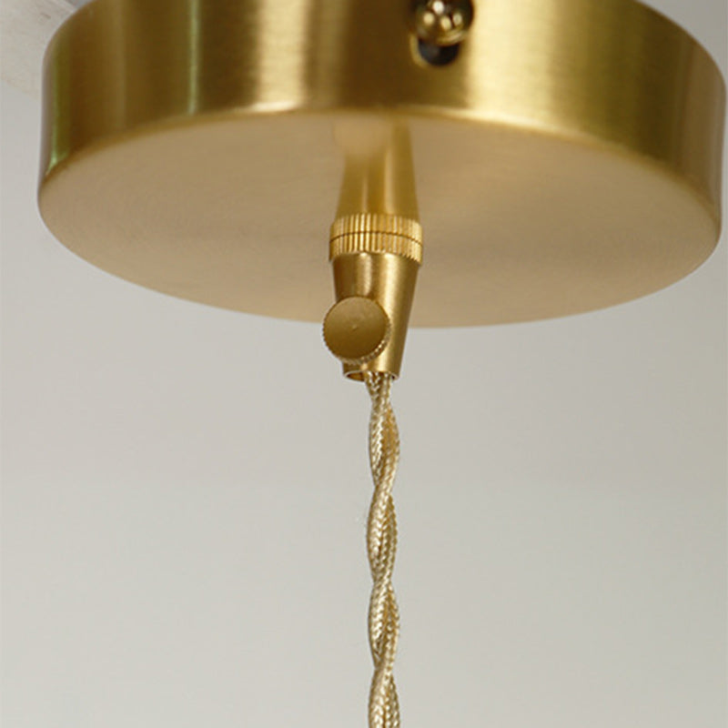 Suspension à 1 lumière en verre et cuivre de style japonais traditionnel pour salon 