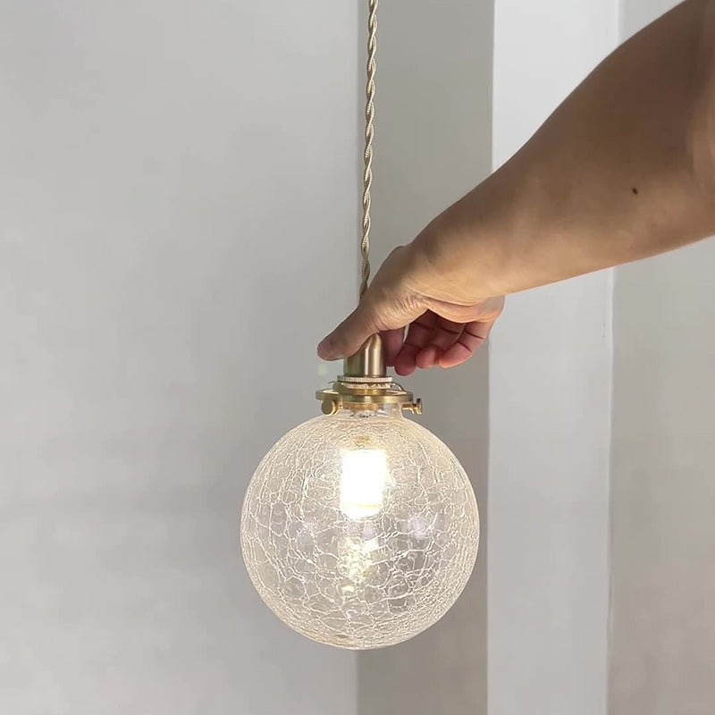 Suspension à 1 lumière en verre et cuivre de style japonais traditionnel pour salon 
