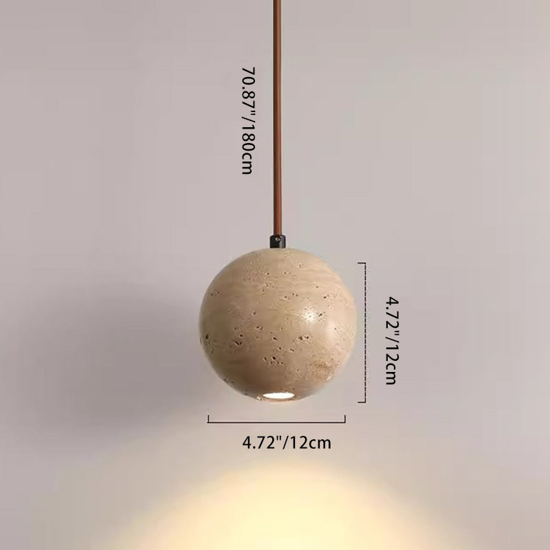 Lampe suspendue 1 lumière en pierre de globe japonais traditionnel en bois et verre pour salon 
