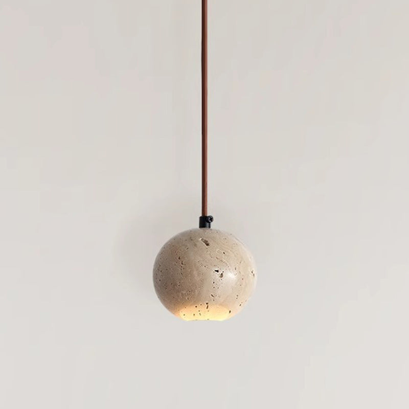 Lampe suspendue 1 lumière en pierre de globe japonais traditionnel en bois et verre pour salon 
