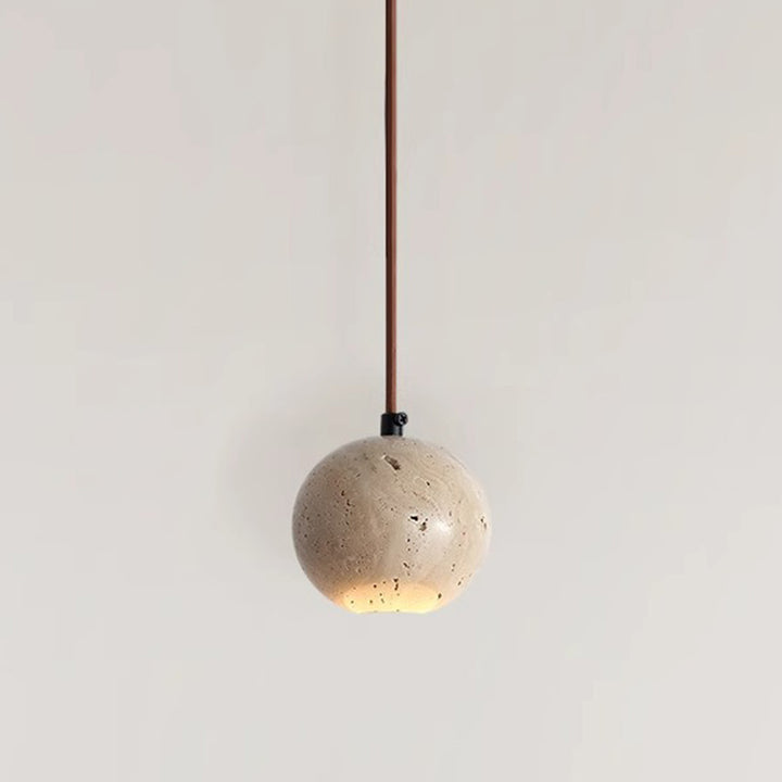 Lampe suspendue 1 lumière en pierre de globe japonais traditionnel en bois et verre pour salon 