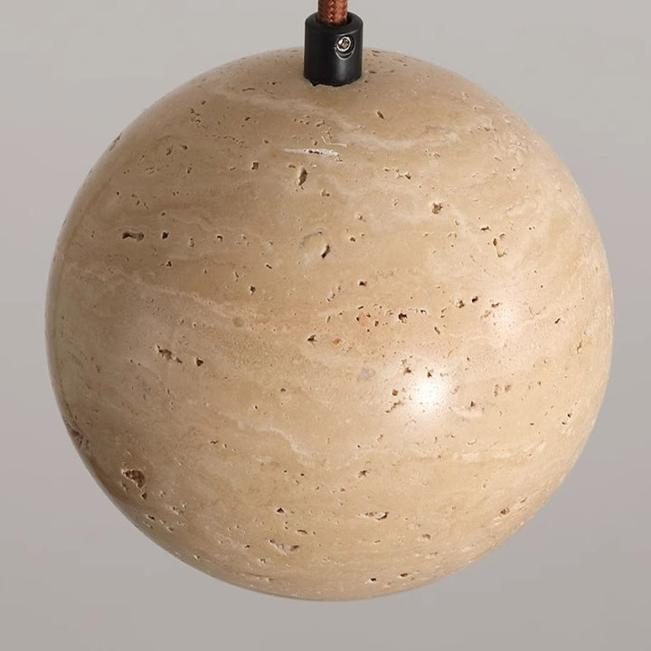 Lampe suspendue 1 lumière en pierre de globe japonais traditionnel en bois et verre pour salon 