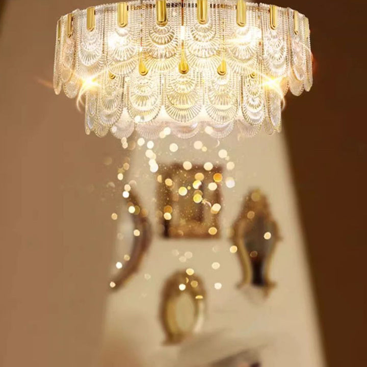 Zeitgenössischer Luxus runder Kupferglas 6/8-Licht Kronleuchter für das Wohnzimmer 