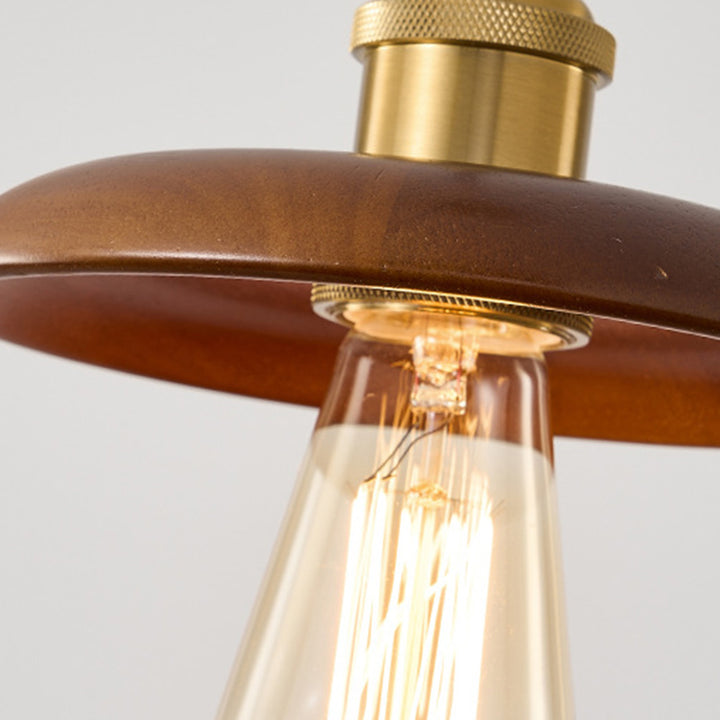 Zeitgenössische nordische runde Eisen-Holz 1-Licht Wandleuchte für das Wohnzimmer 