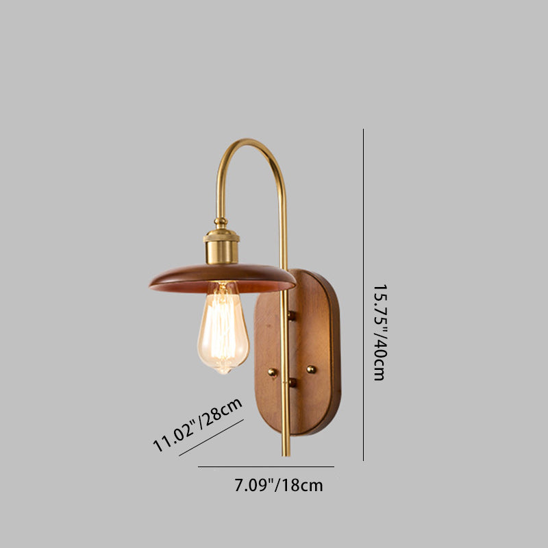 Zeitgenössische nordische runde Eisen-Holz 1-Licht Wandleuchte für das Wohnzimmer 
