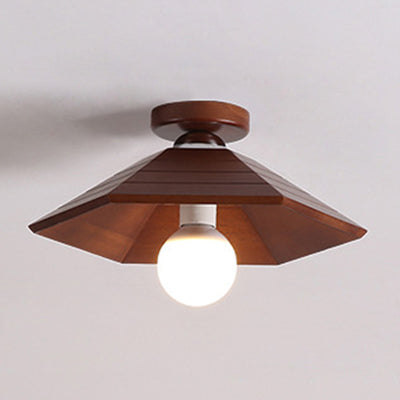 Traditionelle chinesische sechseckige Holz 1-Licht Halbeinbau-Deckenleuchte für das Esszimmer 