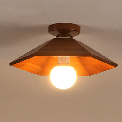 Traditionelle chinesische sechseckige Holz 1-Licht Halbeinbau-Deckenleuchte für das Esszimmer 