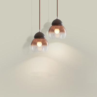Lámpara colgante contemporánea retro ovalada de madera y vidrio de 1 luz para sala de estar 