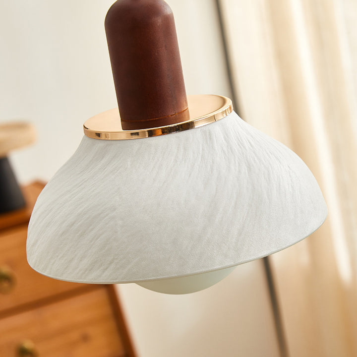Suspension Luminaire en Céramique et Bois en Dôme Traditionnel Japonais à 1 Lumière pour Salon 