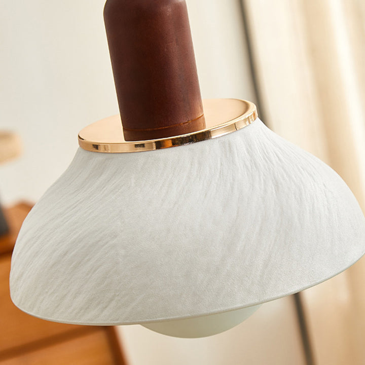 Suspension Luminaire en Céramique et Bois en Dôme Traditionnel Japonais à 1 Lumière pour Salon 
