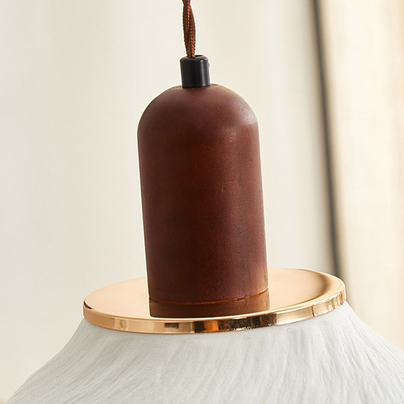 Suspension Luminaire en Céramique et Bois en Dôme Traditionnel Japonais à 1 Lumière pour Salon 