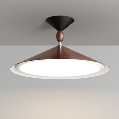 Traditional Japanese Cone Iron Acrylic LED Semi-Flush Mount Ceiling Light For Dining Room