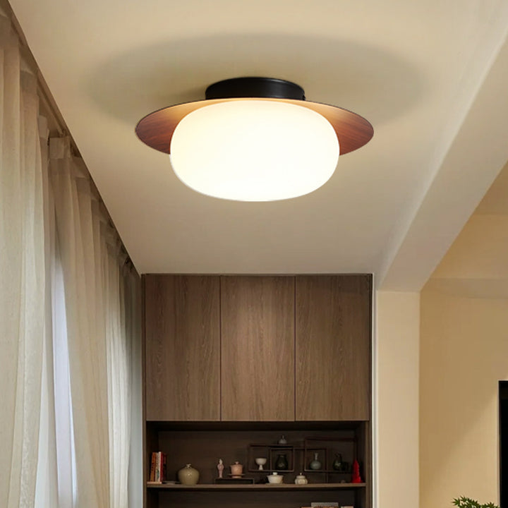 Luz de techo LED de montaje semiempotrado de plástico de hierro redondo japonés tradicional para sala de estar 