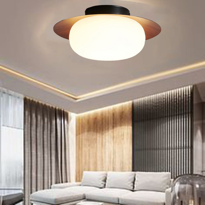 Luz de techo LED de montaje semiempotrado de plástico de hierro redondo japonés tradicional para sala de estar 
