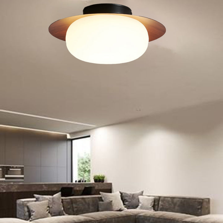 Luz de techo LED de montaje semiempotrado de plástico de hierro redondo japonés tradicional para sala de estar 
