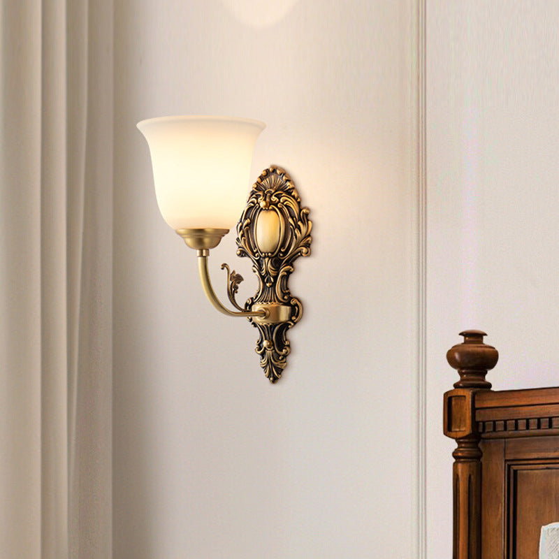 Traditionelle französische Kupferglas-Wandleuchte mit 1/2 Licht für das Wohnzimmer 