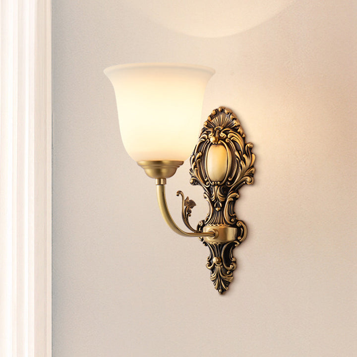 Traditionelle französische Kupferglas-Wandleuchte mit 1/2 Licht für das Wohnzimmer 