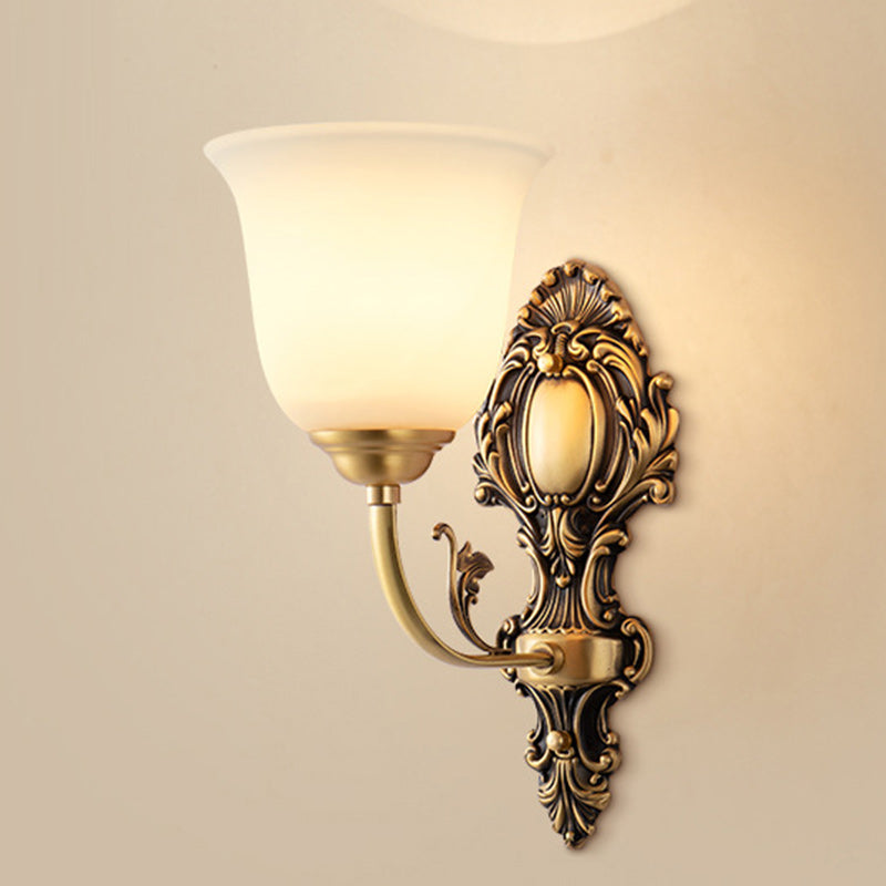 Traditionelle französische Kupferglas-Wandleuchte mit 1/2 Licht für das Wohnzimmer 
