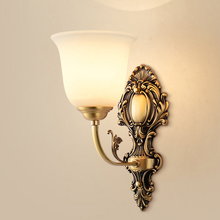 Traditionelle französische Kupferglas-Wandleuchte mit 1/2 Licht für das Wohnzimmer 