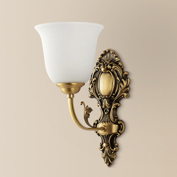 Traditionelle französische Kupferglas-Wandleuchte mit 1/2 Licht für das Wohnzimmer 