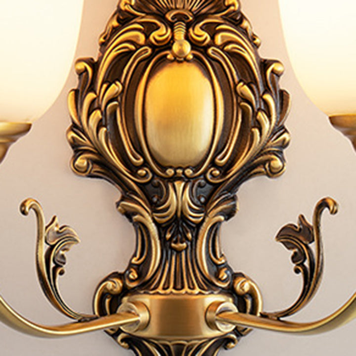 Traditionelle französische Kupferglas-Wandleuchte mit 1/2 Licht für das Wohnzimmer 