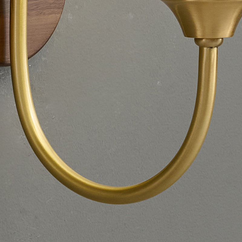 Traditionelle französische Globus-Kupfer-Holz-Glas-Wandleuchte mit 1 Licht für das Wohnzimmer 