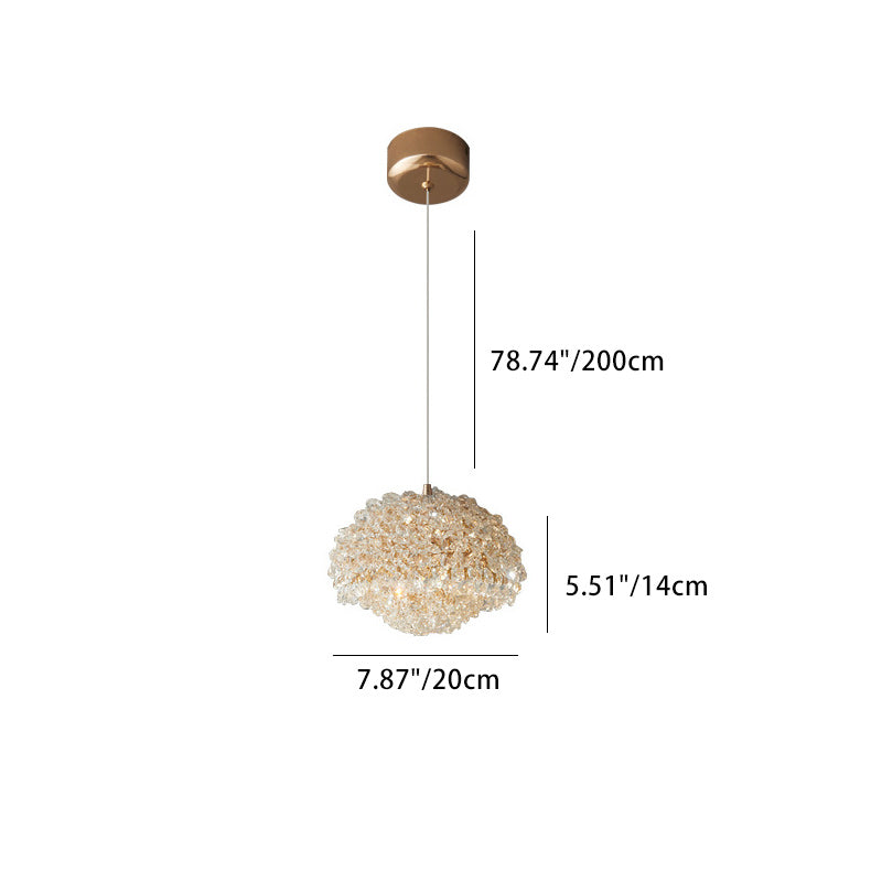 Lustre suspendu contemporain de luxe ovale en aluminium et cristal à 1 lumière pour salon 