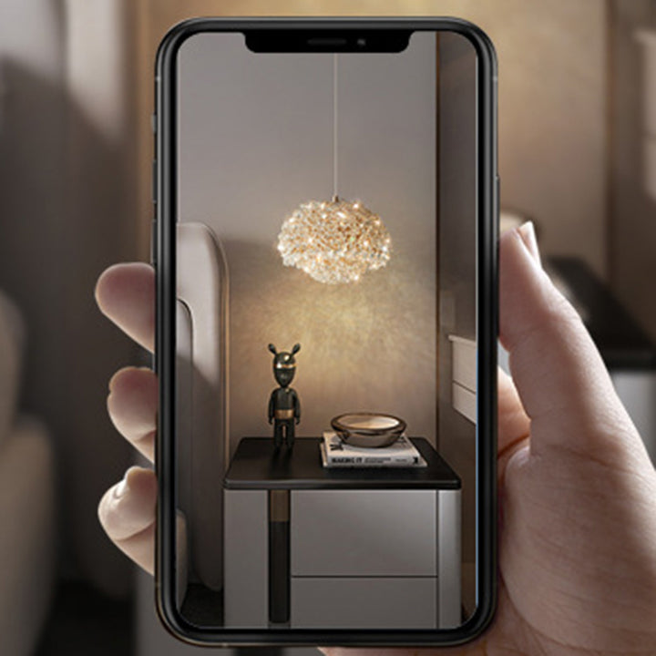 Lustre suspendu contemporain de luxe ovale en aluminium et cristal à 1 lumière pour salon 