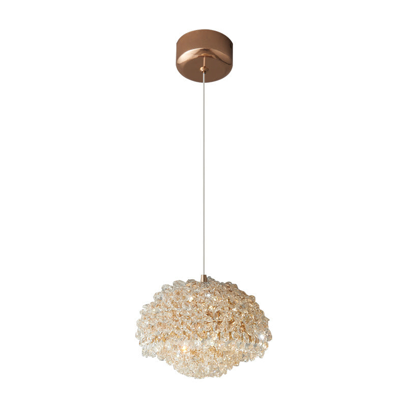 Lustre suspendu contemporain de luxe ovale en aluminium et cristal à 1 lumière pour salon 