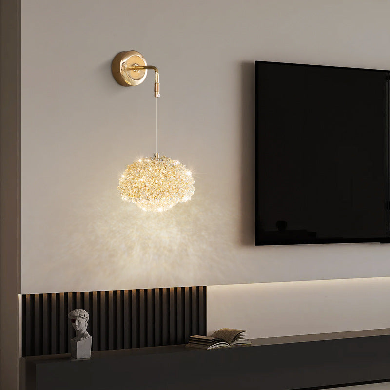 Applique murale contemporaine de luxe ovale en aluminium avec cristal 1 lumière pour salon 